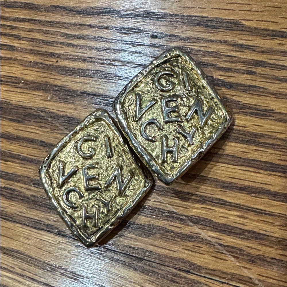 Givenchy Metallic Gold and Silver Logo Earrings